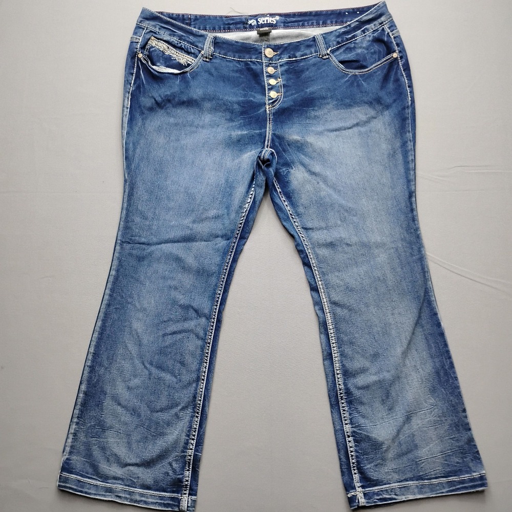 Amethyst Series 31 Womens Plus 24 Bootcut Jeans Blue Denim Button Fly